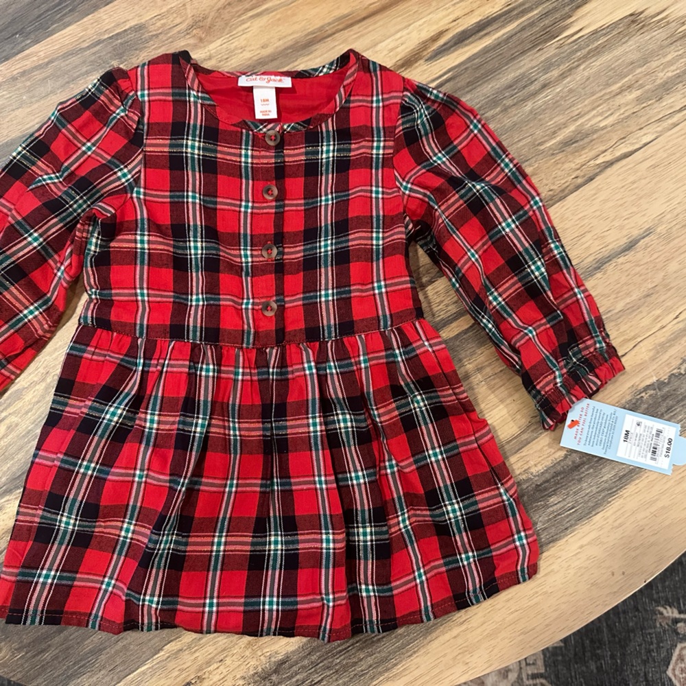 Cat & Jack holiday plaid dress. NWT 18 months.